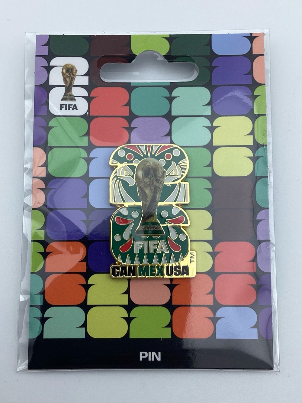 Official FIFA World Cup 2026 CAN MEX USA Enamel Pin - Green & Gold